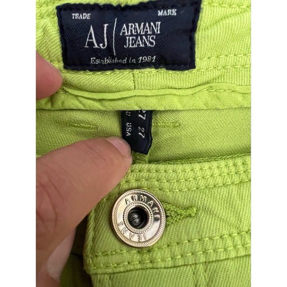 $215 NWT Armani Jeans Women's Lime Green Pants Stretch Skinny Leg Low Rise Sz 27 - Picture 9 of 10